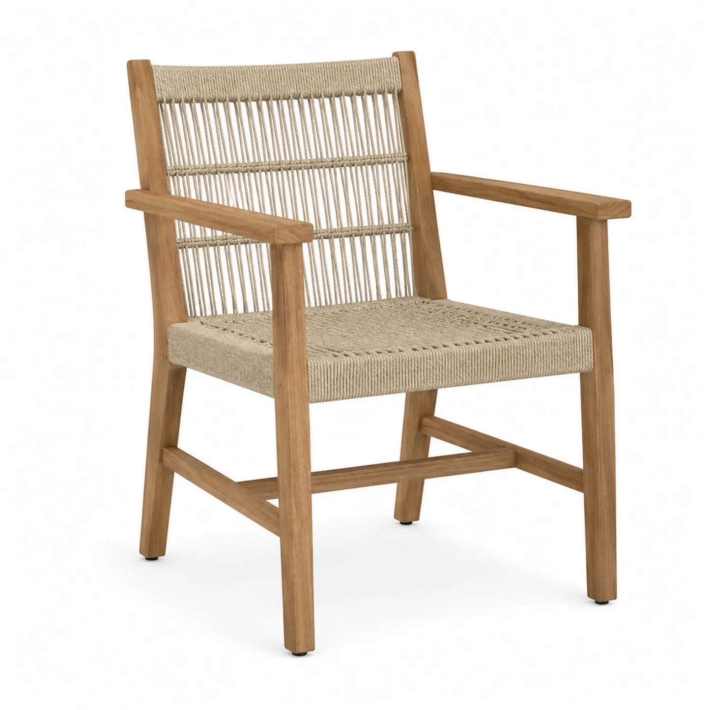 Krzesło z drewna teak i sznurka beżowego