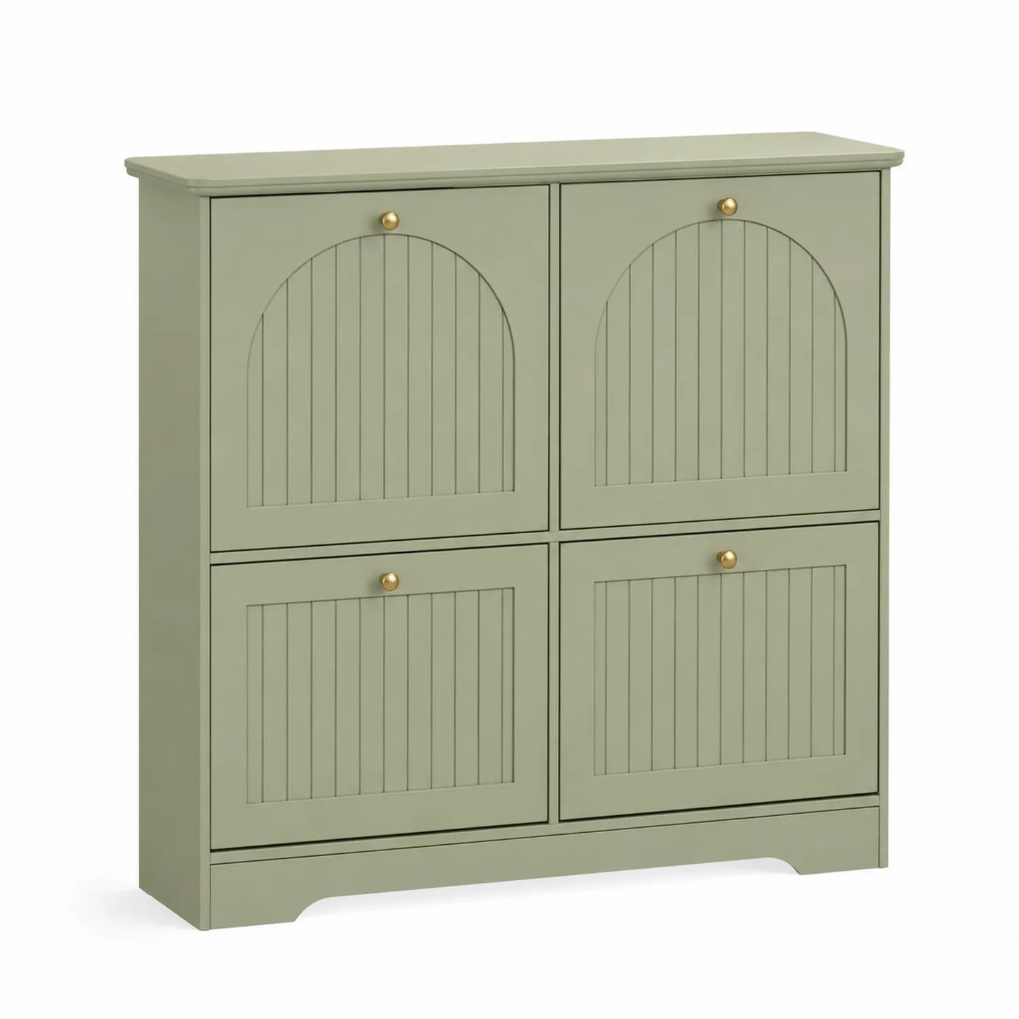 Zielona Drewniana Szafka na Buty 4-drzwiowa 85x95x23 cm