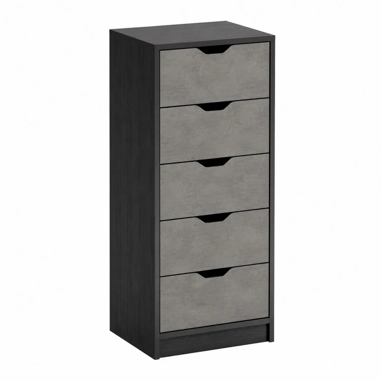 Komoda z 5 szufladami MDF Czarny i Beton Szary