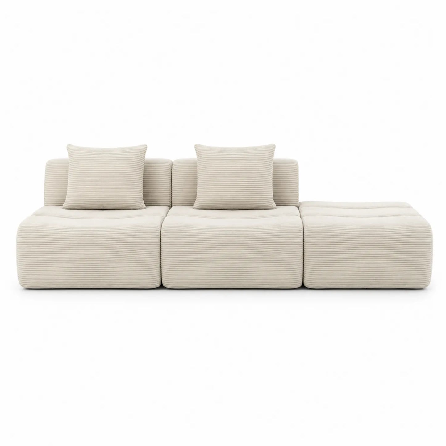 Sofa modułowa sztruks beżowy 3-elementowa
