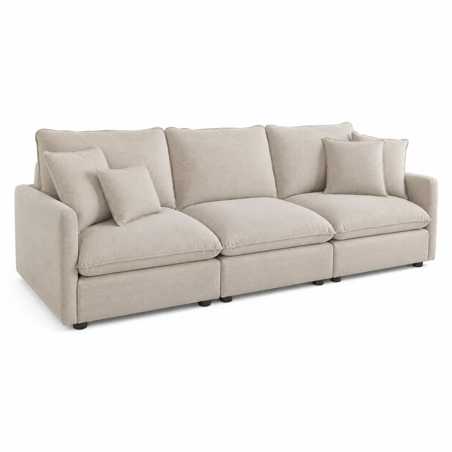 Sofa trzyosobowa materiałowa beżowa 300cm