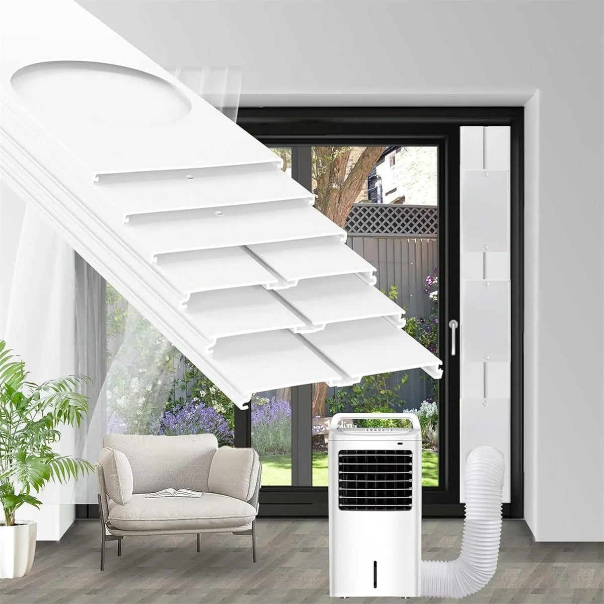 FASCINATDECO, Klimatyzator 43- 229 cm, 16 x z klimatyzatorem APPX 15 cm, 6 sztuk, Zestaw wspinaczkowy klimatyzator, Zestaw okienny do klimatyzatora 43-229 cm
