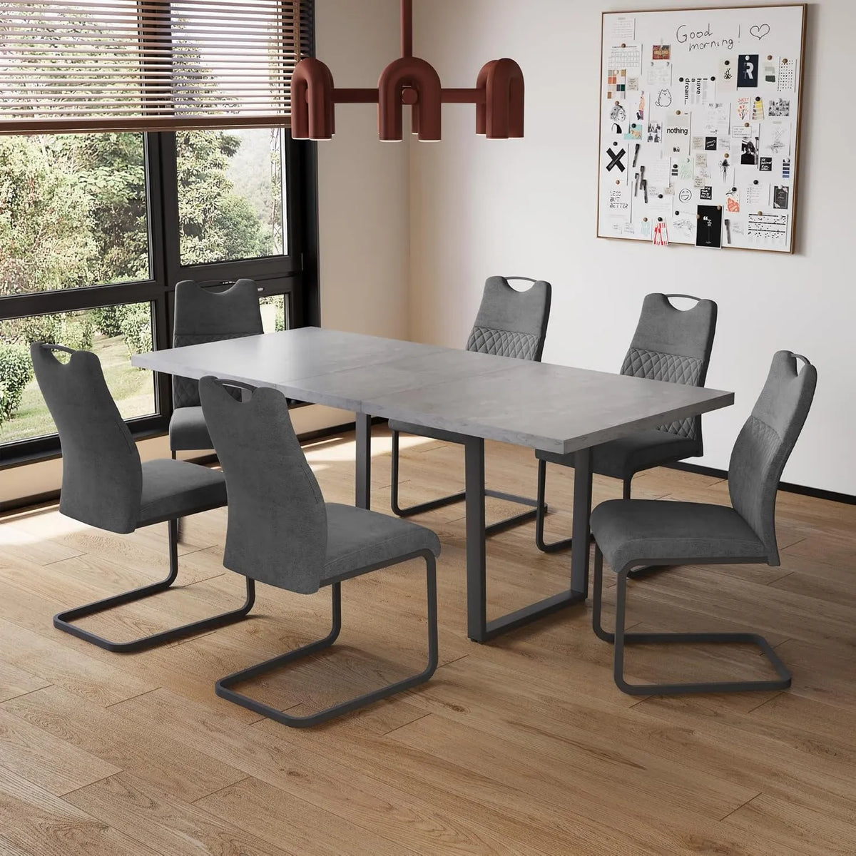 JIEXI, Produkt 4- 6 Drewniana Kuchnia Osoby z metalową strukturą do jadalni, Extensible Jadalnia Stół MDF, 130- 170 Tabela +