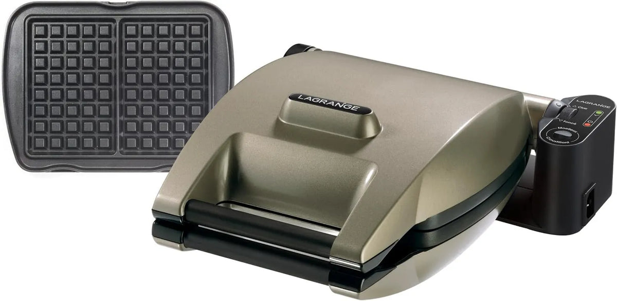 LAGRANGE gofrownica / opiekacz, Wielofunkcyjny, gofrownica Premium, 1200 W, 019122, Made in France, Reversible on its base