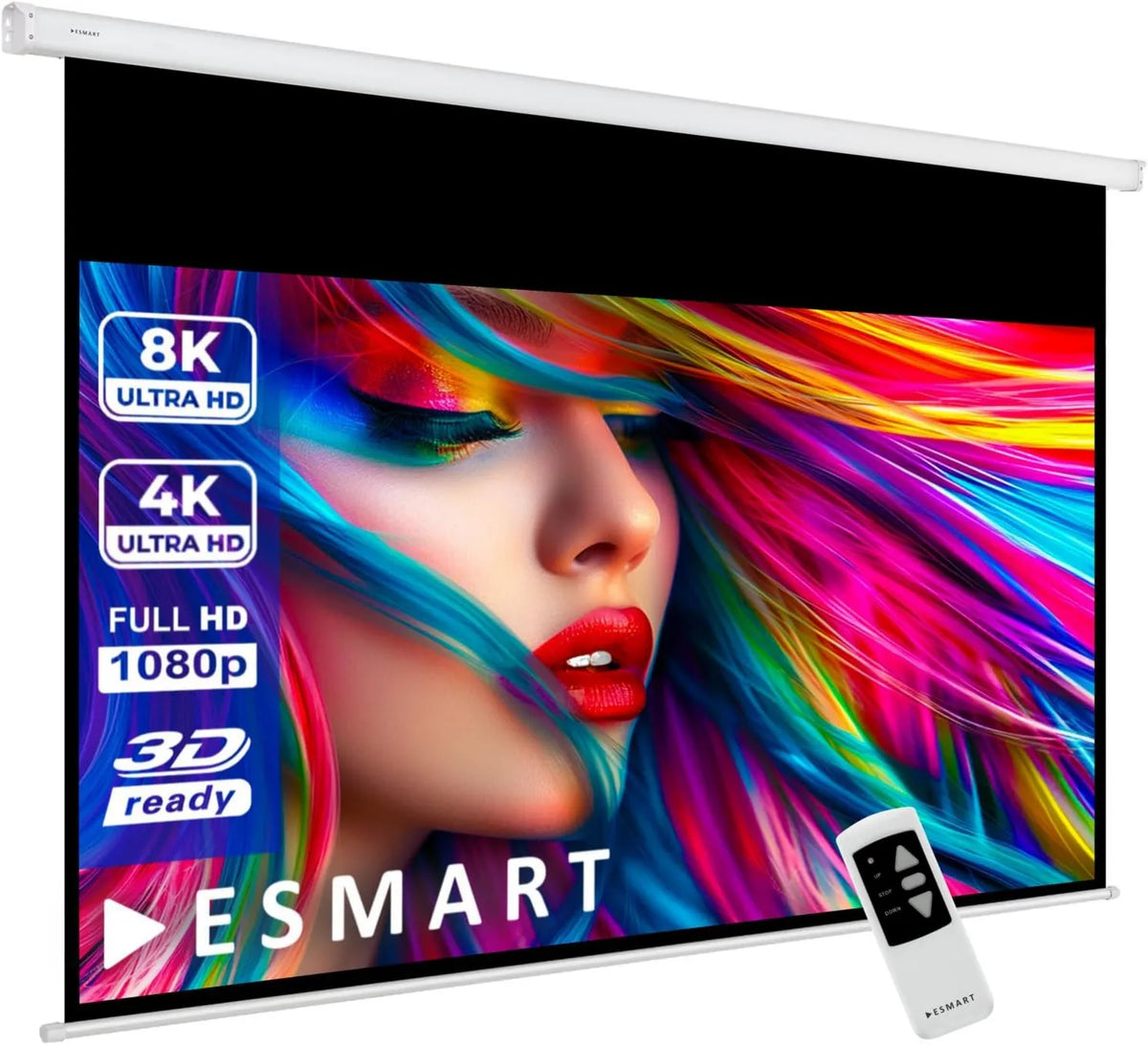 ESMART, Projektor, 120 cali, 266 x 149 cm, profesjonalny, projektor wideo, 16: 9 Programowalny zdalny pilot Screen Projekcja ekranu