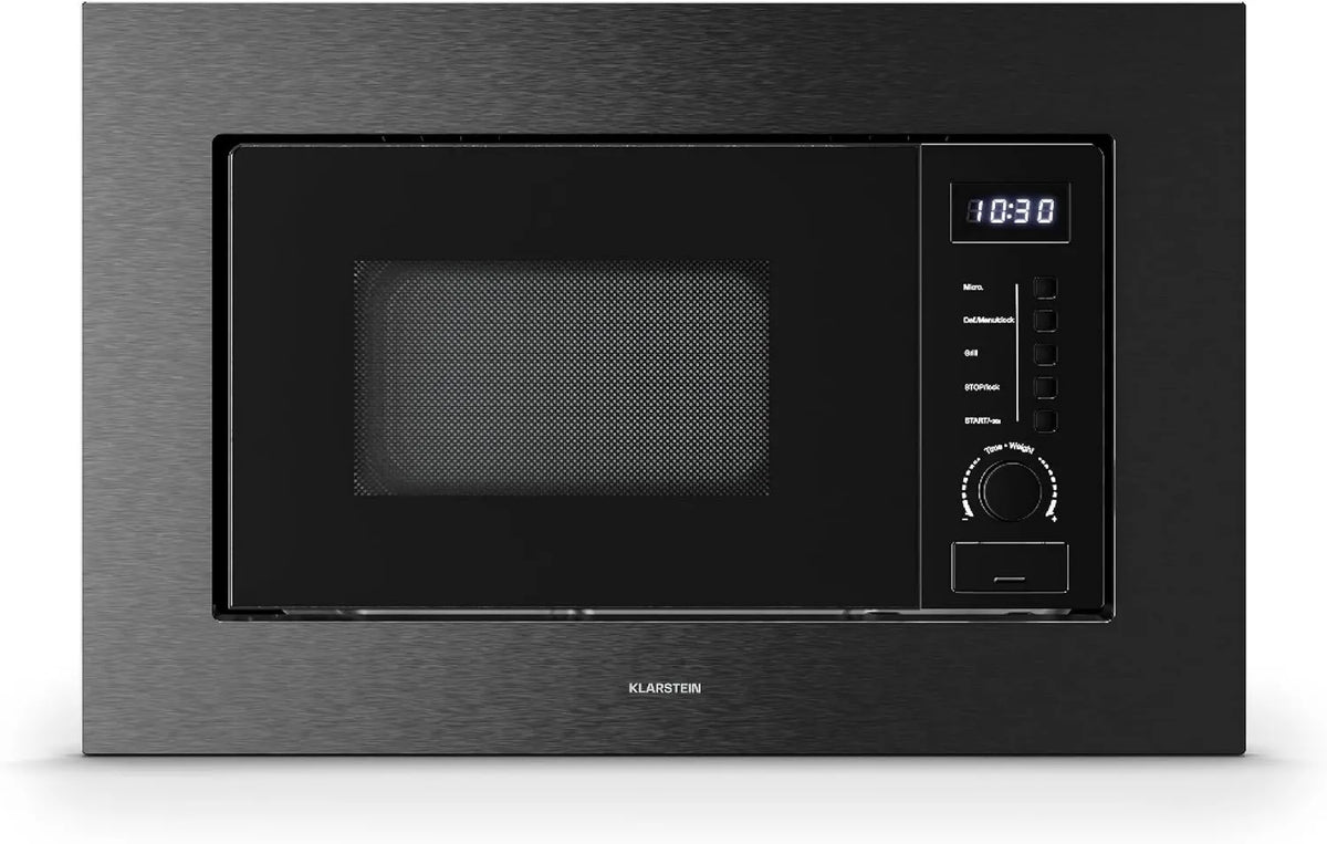 KLARSTEIN kuchenka mikrofalowa, 20 l, 700 W, 8 programów, dotyk, do zabudowy, grill, stal nierdzewna, czarny, Verostal Micro Wave