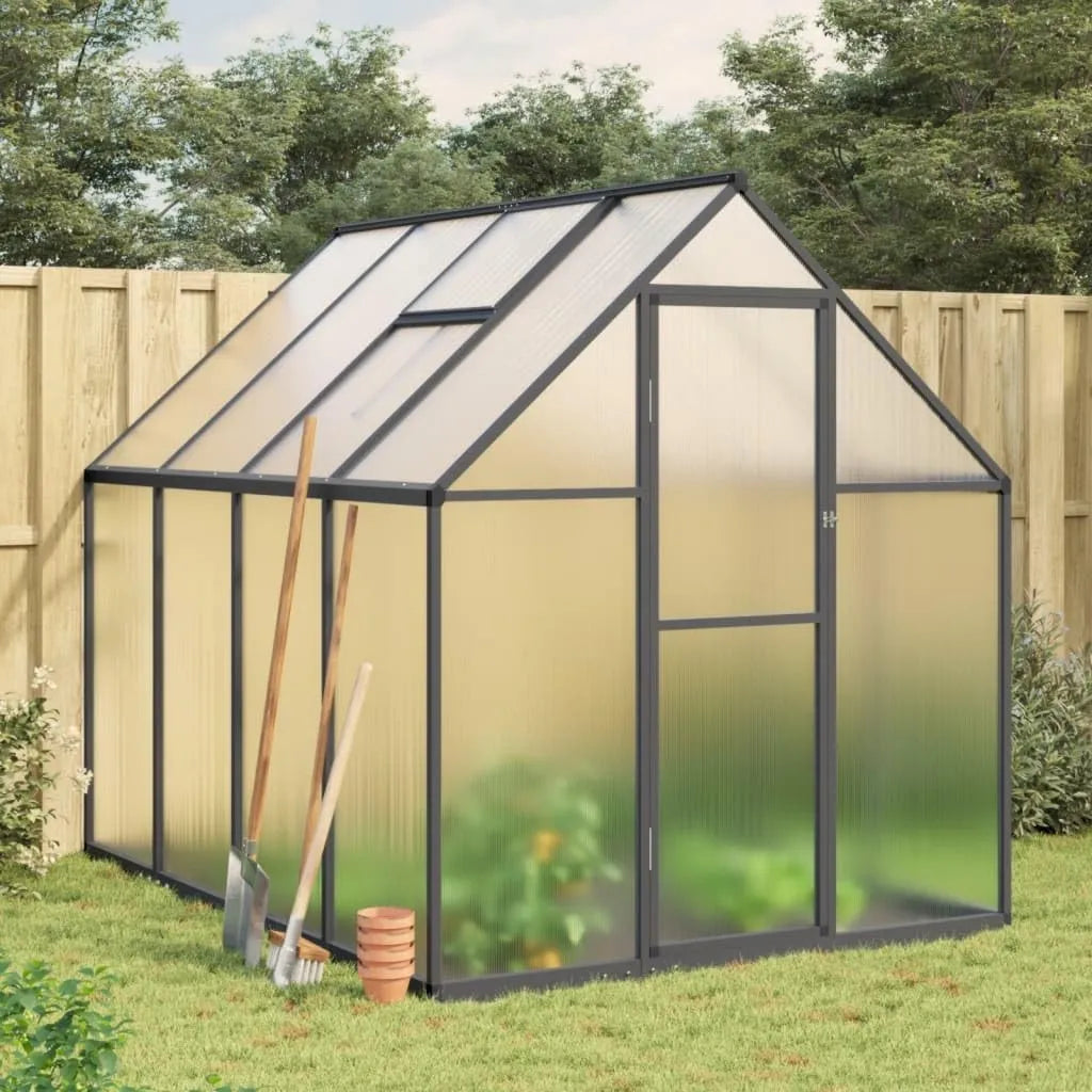Szklarnia z ramą fundamentową, 195 cm, 224 x 169 x 195 cm, 3,79 m², szklarnia ogrodowa Greenhouse, szklarnia aluminiowa