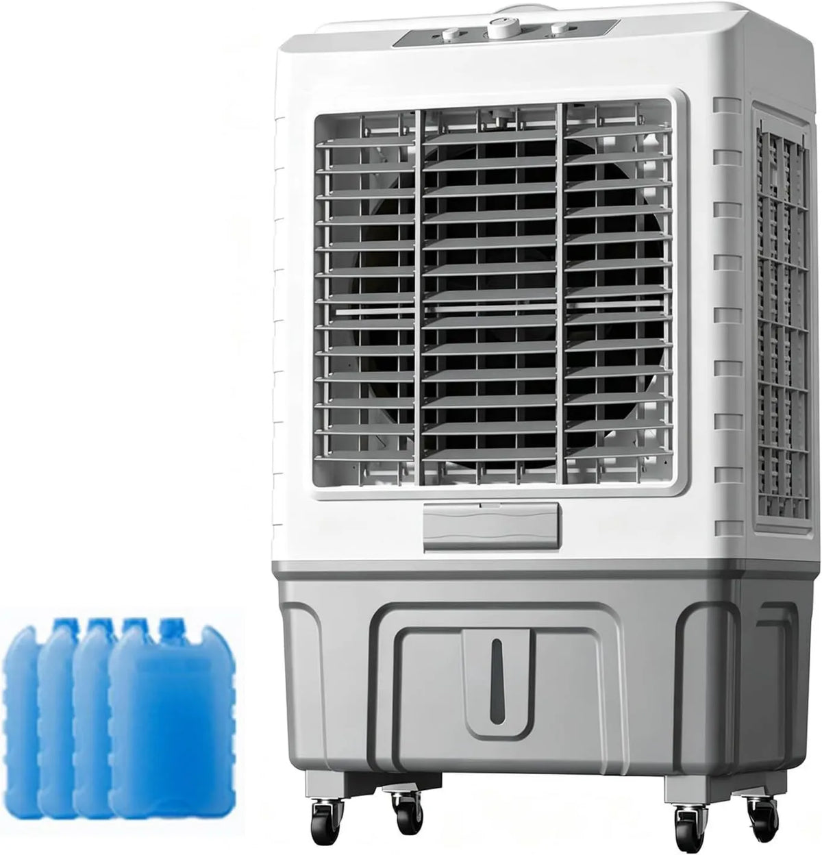 YLLSMGS klimatyzator przenośny, Klimatyzator, 55 l, 150 W, przemysłowe, 3 prędkości, oscylacja, duży zbiornik, profesjonalny, 3 Boczna kurtyna wodna