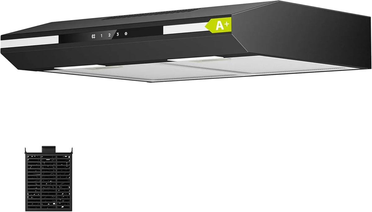 CIARRA okap kuchenny, CBB6921 CBCF011 Osłona ssąca, 60 cm, klasa energetyczna A, ewakuacja i recykling, oświetlenie LED, 3 prędkości, dotyk CBCB6921
