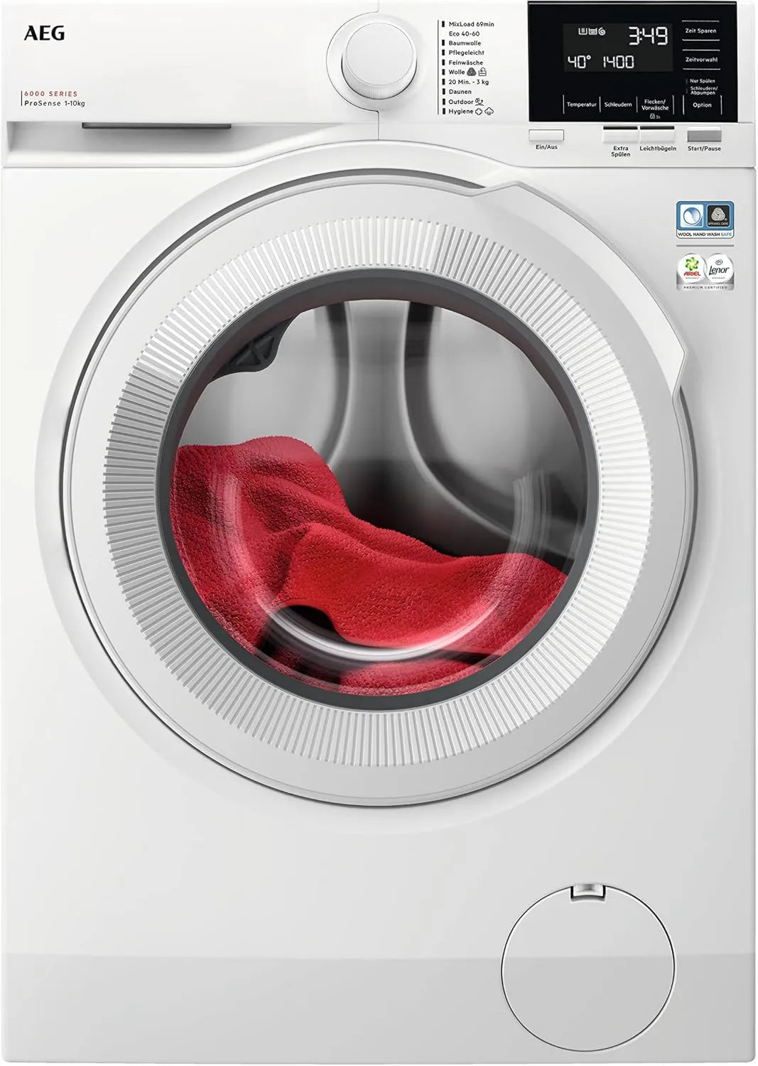 AEG LR6F60400 pralka, 10,0 kg, praca automatyczna, programy prania i sterowanie elektroniczne
