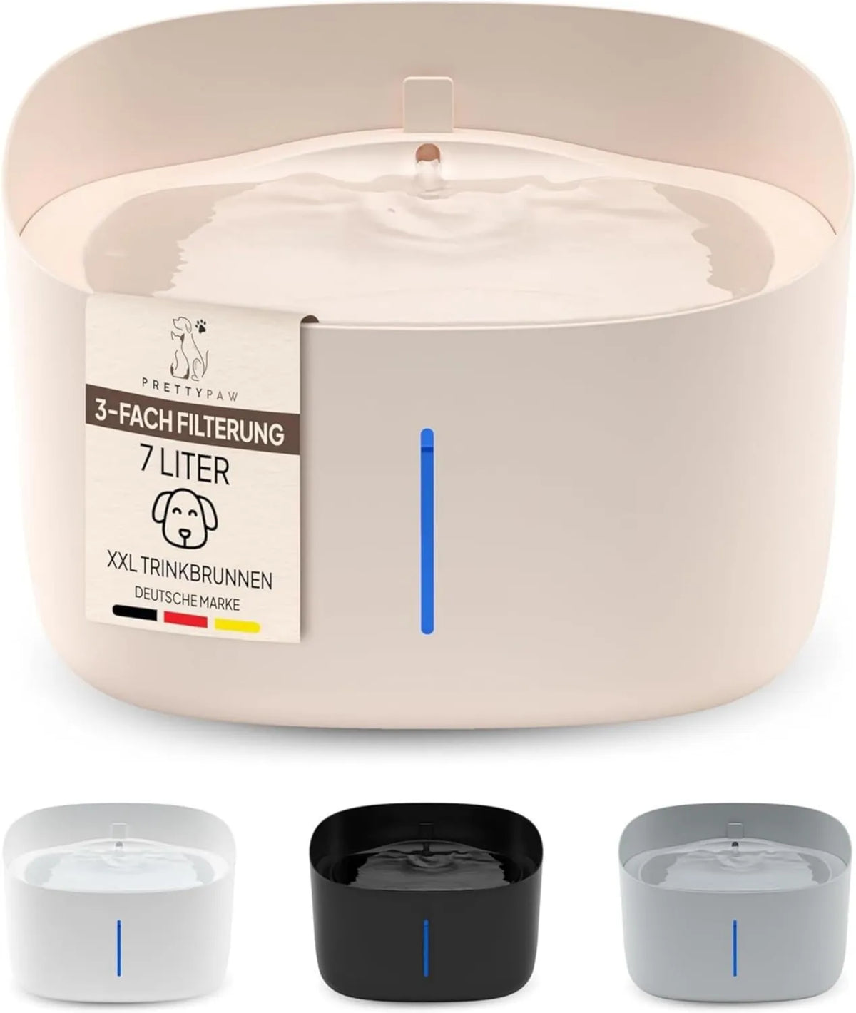 PRETTYPAW, 7 l dystrybutor dla psów i kotów, LED, Pretty Paw Woda fontanna Pies 7 l Duża pojemność