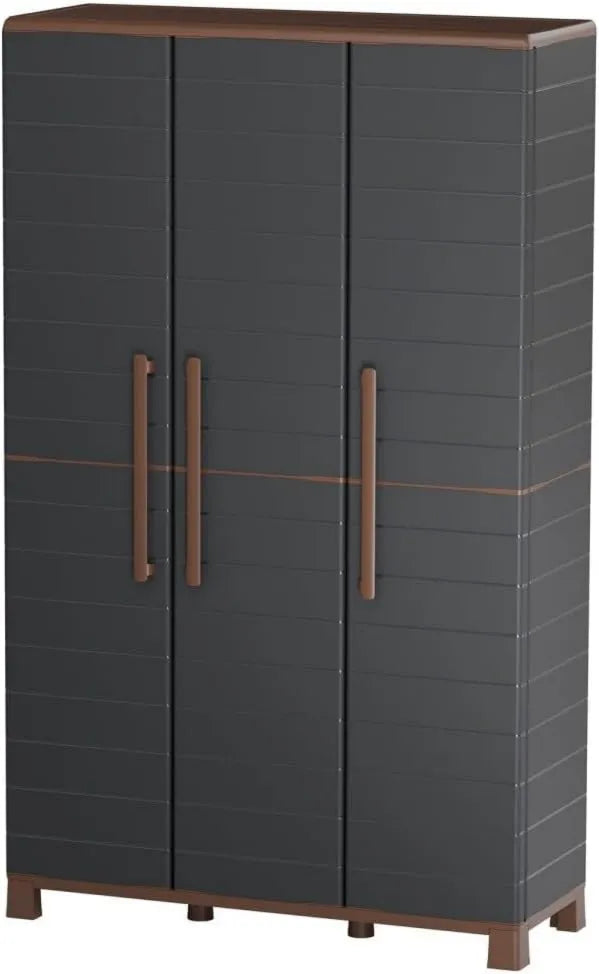 Szafa, 169 cm, 102 x 37 x 169 cm, 20 kg, regulacja ustawień, Szafa na miotłę antracytowa 3-drzwiowa 3 regulowane półki 102 x 37 x 169 cm