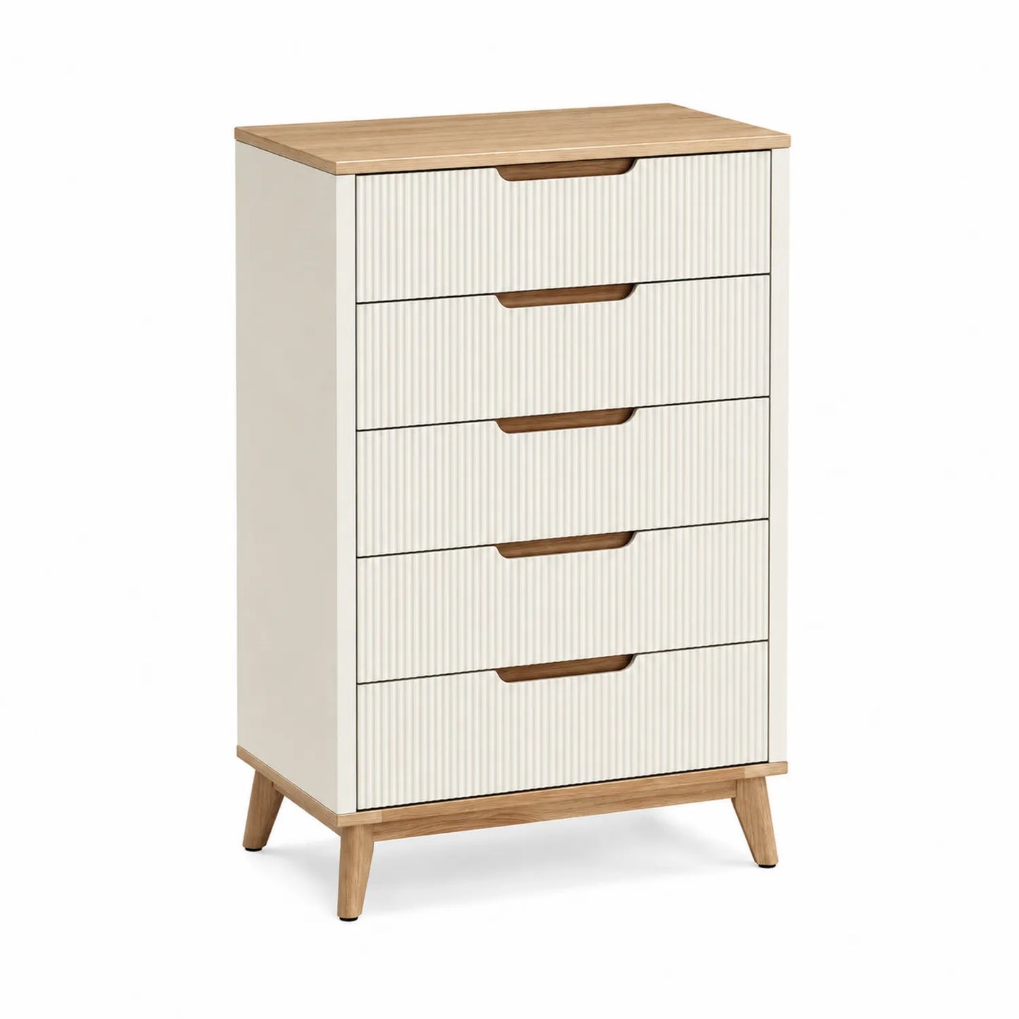 Komoda z pięcioma szufladami MDF Biała/Dąb 80x40x100 cm