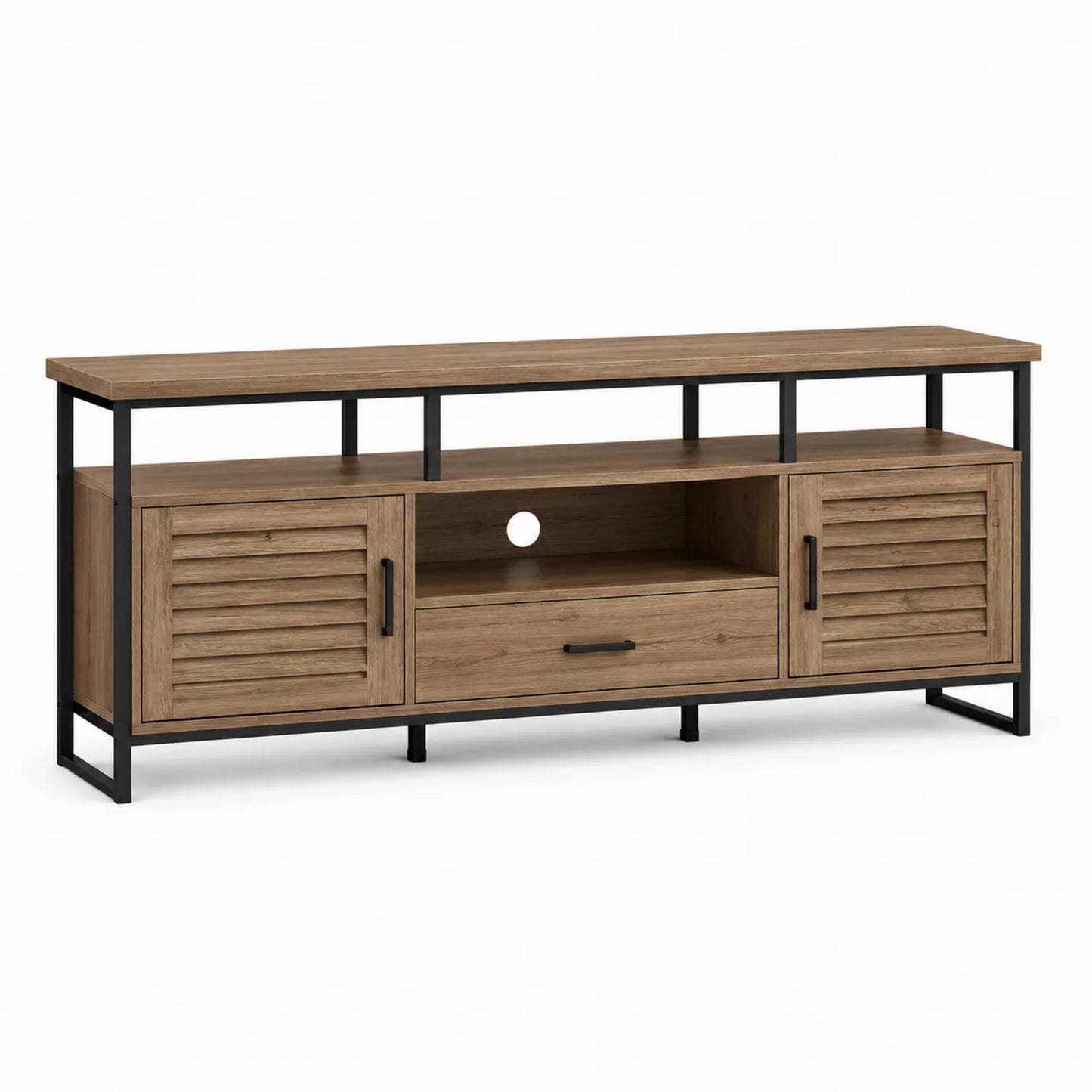 Drewniana Szafka RTV z Metalu 150x40x55 cm Brązowa