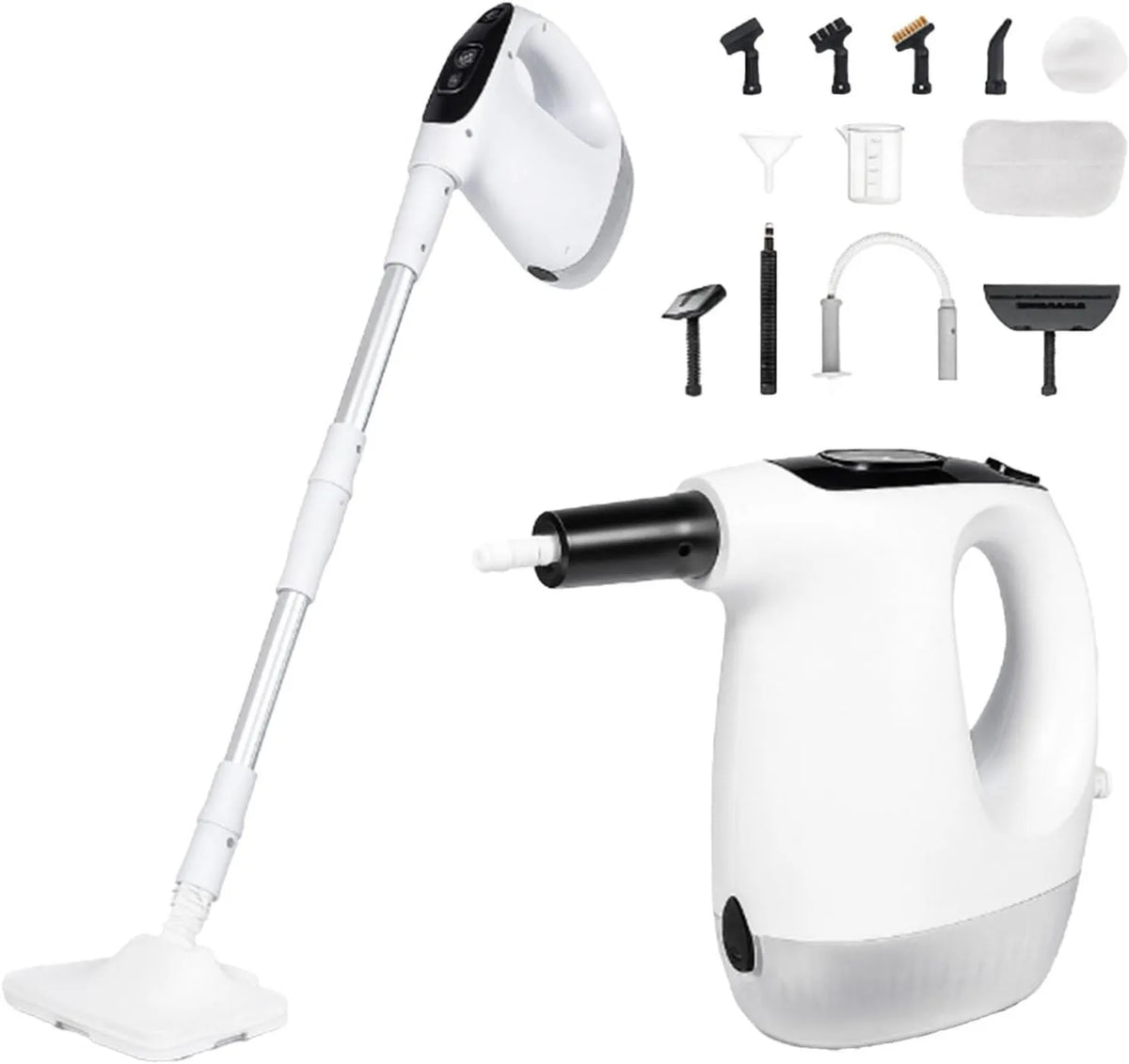 FormiPow myjka parowa, Czyszczenie parowe 15 s, 1200 W, przenośne, 3 poziomów, korzystanie z podłogi, kuchnia, samochód, okna i sofa, 500 ML czyszczenie parowe, 11 akcesoria 500 ML