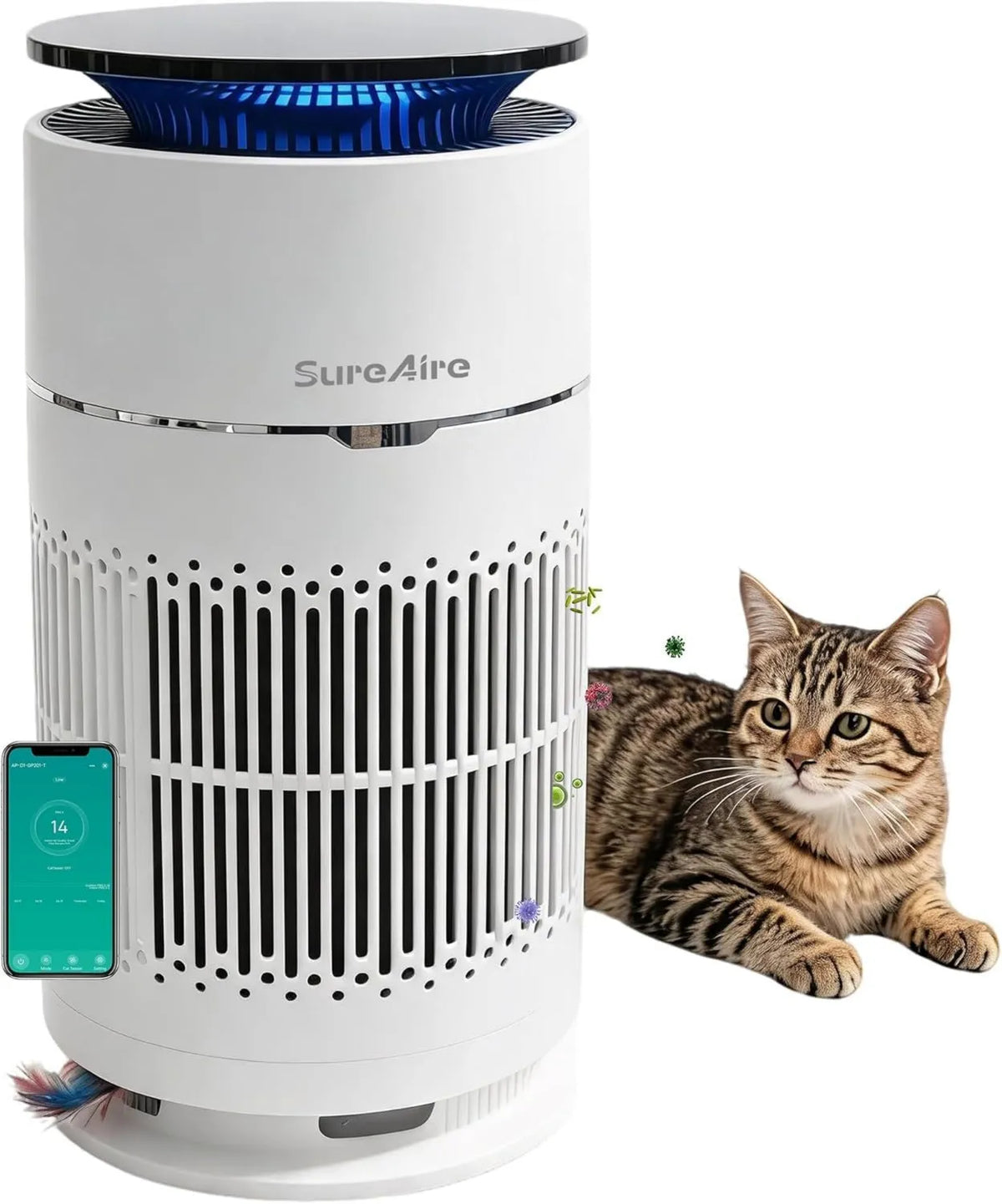 SureAire oczyszczacz powietrza, Oczyszczarki powietrza AP- D1-GP201- T, filtry wlotowe powietrza w 360 ° Model, Oczyszczacze powietrza kot z filtrem HEPA AP-D1-GP201-T