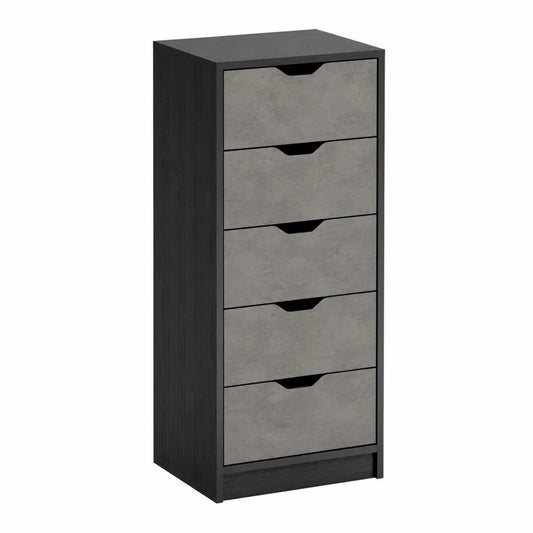 Komoda z 5 szufladami MDF Czarny i Beton Szary