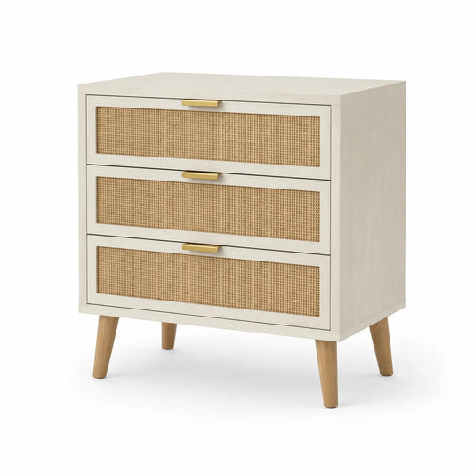 Komoda z trzema szufladami MDF i bambus naturalny 80x40x90 cm