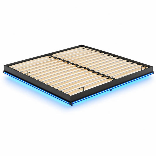 Metalowe łóżko z oświetleniem LED 200x200 cm