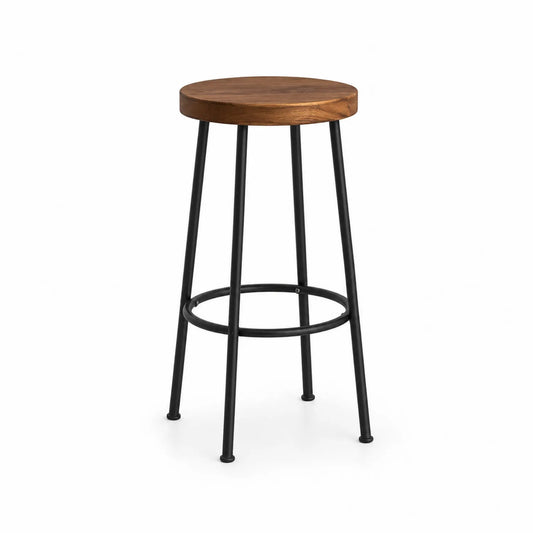 Stołek barowy drewno dąb stalowy czarny 75 cm
