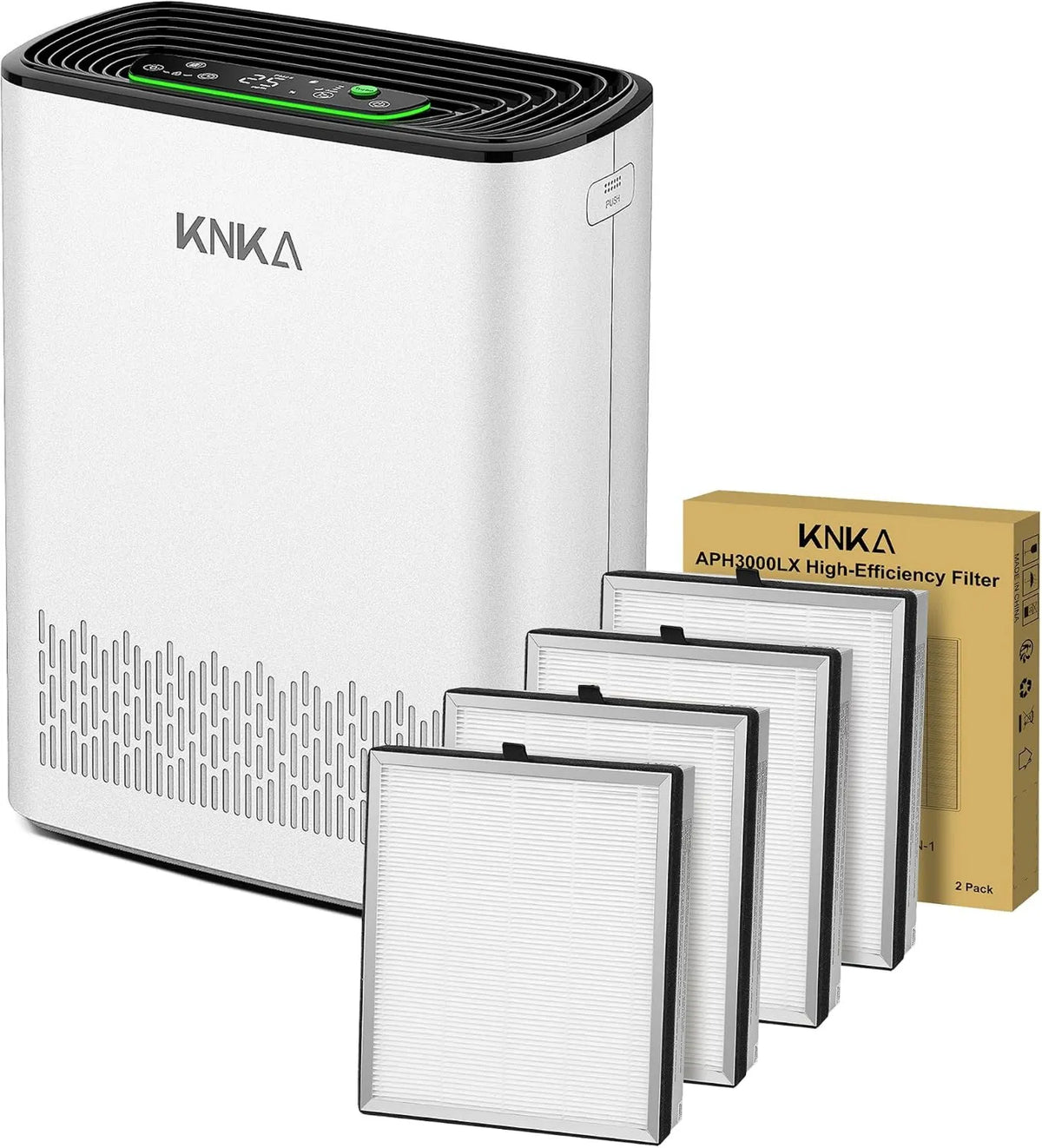 KNKA oczyszczacz powietrza, 300 m3 / h, CADR 300 APH3000, HEPA & Filtr węgla aktywnego, Opakowanie 4, na 80 m²