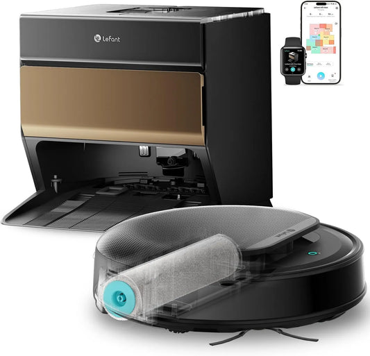 Lefant robot sprzątający, PSD 2 M5Max Odkurzacz Robot, 20 cm, Mycie rolki w 75°C i suszenie na zimno powietrza, Alexa / App kompatybilne, 3000 Pa