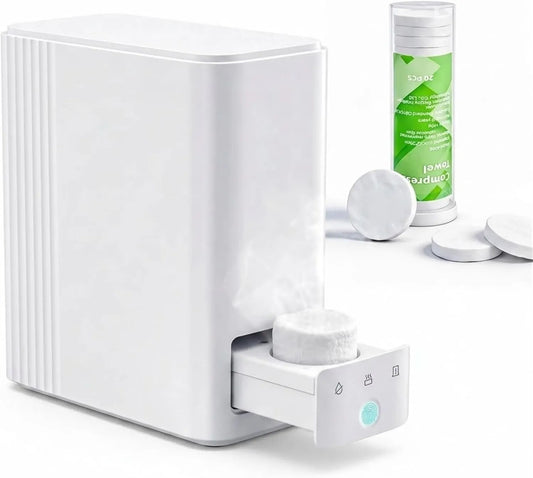 MIRCTRI, Produkt Instant Dispenser 5s, Ciepło elektryczne twarzy 55°C, Zawiera 20 jednorazowych ręczników, automatyczna szuflada, idealne do opieki nad