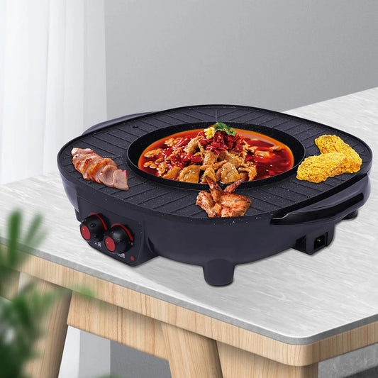 Elektryczny grill Hot Pot 2 w 1, 2000 W, 26 cm, funkcja grilla, wielofunkcyjny garnek hotpot 2000 W/26 cm Ø/3 l, tajski grill