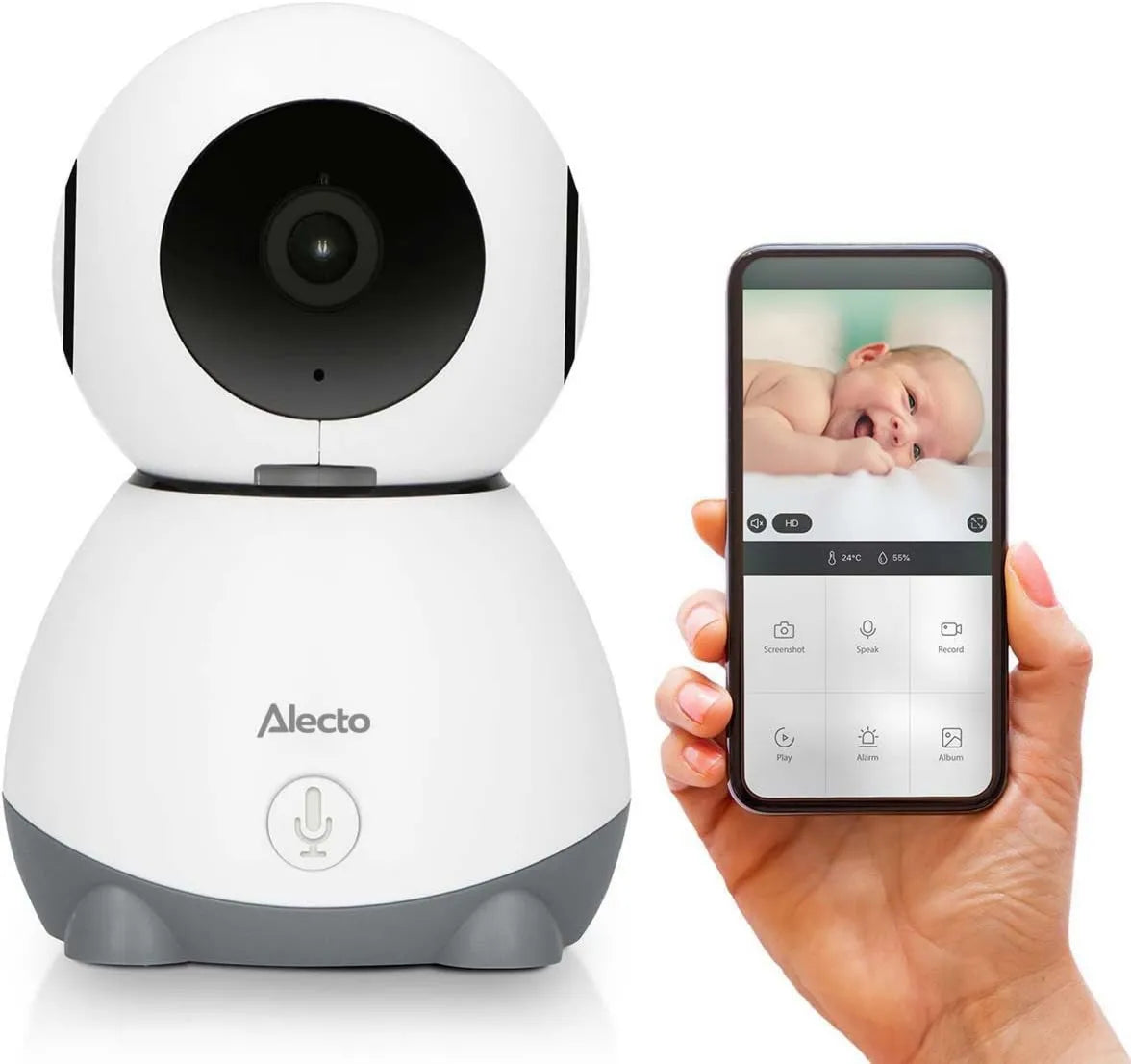 Alecto, Monitor SMARTBABY10, WiFi, aplikacja, biały, Babyphone z intercomem i Controllable przez aplikację, Babyphone WiFi z kamerą