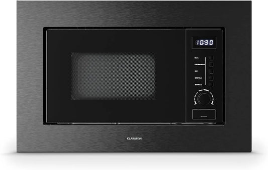 KLARSTEIN kuchenka mikrofalowa, 20 l, 700 W, 8 programów, dotyk, do zabudowy, grill, stal nierdzewna, czarny, Verostal Micro Wave