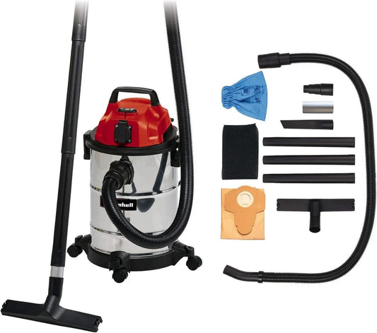 Einhell, TC- VC 1820 Odkurzacz, 20 l, 1250 W, stal nierdzewna, zbiornik ze stali nierdzewnej 20 l, elastyczne