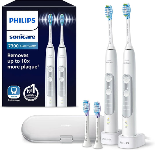 PHILIPS, HX9611 / 19 Podróż, Elektryczna szczoteczka do zębów z Sonic Technology, Sonicare ExpertClean 7300, Zestaw 2, Kontrola ciśnienia HX9611/19