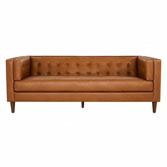 Sofa prostokątna z brązowej skóry PU 200cm