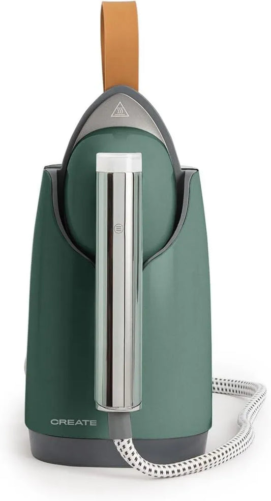 CREATE żelazko parowe, bez-patykowa podeszwa, KREATE / IRON DUAL PRO / Parowiec poziomy i pionowy 800 ml szałwia zielony / Design 2 w 1, suwak parowy i suchy prasowanie, 4