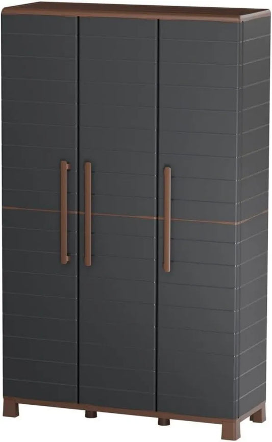 Szafa, 169 cm, 102 x 37 x 169 cm, 20 kg, regulacja ustawień, Szafa na miotłę antracytowa 3-drzwiowa 3 regulowane półki 102 x 37 x 169 cm