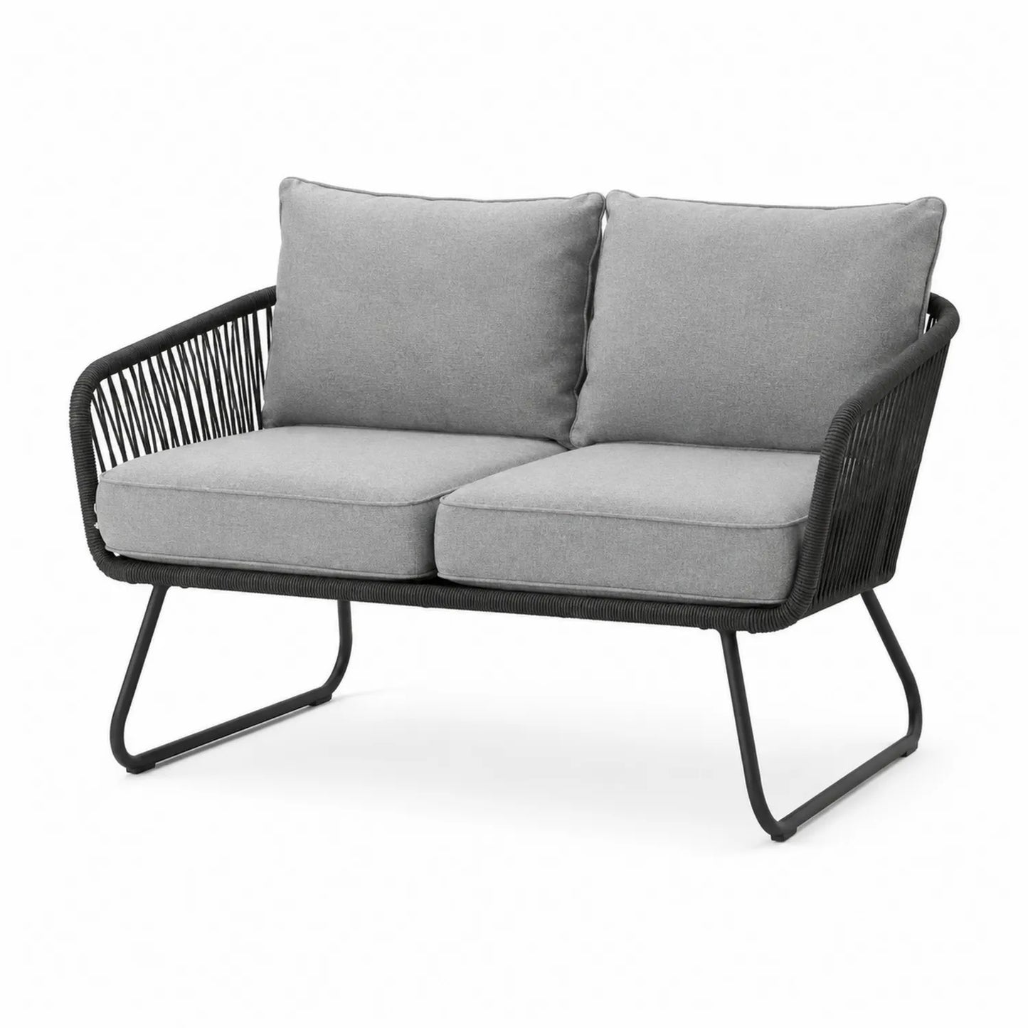 2-osobowa Sofa Ogrodowa Stalowa z Poliestrem Szara 120x70x80 cm
