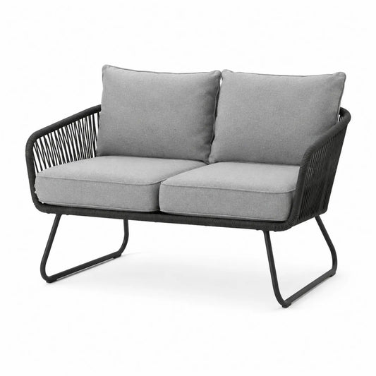 2-osobowa Sofa Ogrodowa Stalowa z Poliestrem Szara 120x70x80 cm