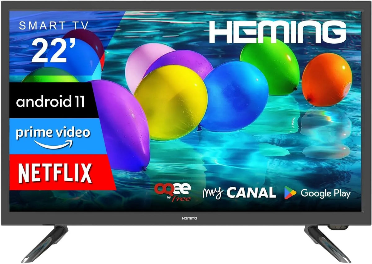 Heming telewizor, Smart TV 12 V / 24 V, 220 V, 22 cali, 12 V, TV, WiFi, Bluetooth, Android OS, Full HD, kemping, 2 lata gwarancji, Ciężarówka, Łódź, Karawan 12 V/24 V