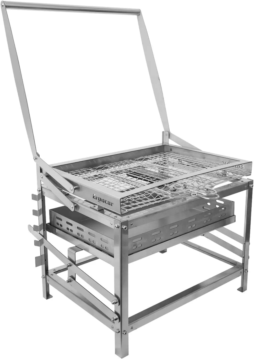 Ergocar, Grill, Przenośny, Na zewnątrz, 4 poziomów, Drewno, do Pique- Niquer Camper i zrobić grille pełne