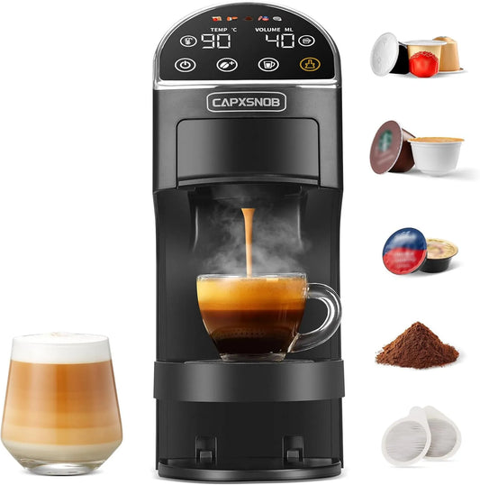 CAPXSNOB, Nespresso Magician2 20Bar Elektryczny ekspres do kawy, 1.2 l, dotyk, ESE 44 mm & Kawa Moul, ekspres do kawy Kapsułki i kubki 5 w 1 dla