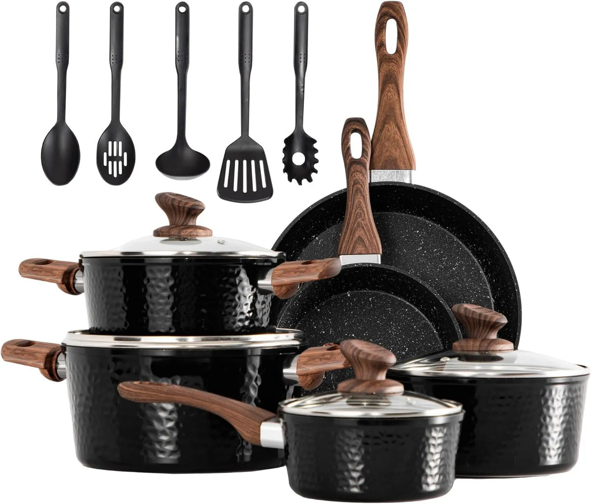 DishDelight, Naczynie do gotowania, Ognisko 15 szt., powłoka nieprzylepna 15pcs