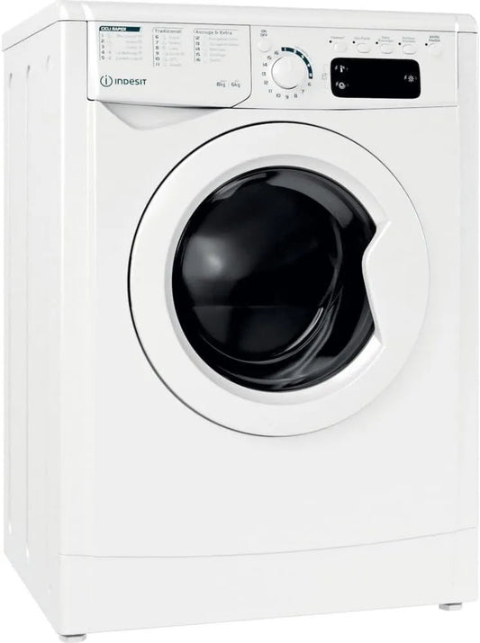 Indesit pralko-suszarka, 861483 W, 59,5 cm, 53,5cm, EWDE 861483 W IT N, pralko-suszarka 8 kg od przodu, Klasa energetyczna D, 85,0cm